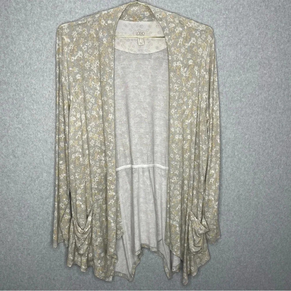 LOGO by Lori Goldstein Cardigan Open Front Floral - Picture 1 of 7